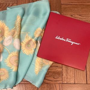Authentic Ferragamo silk sunflowers scarf